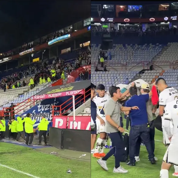 La porra de Pachuca despidi&oacute; a Pumas con violencia