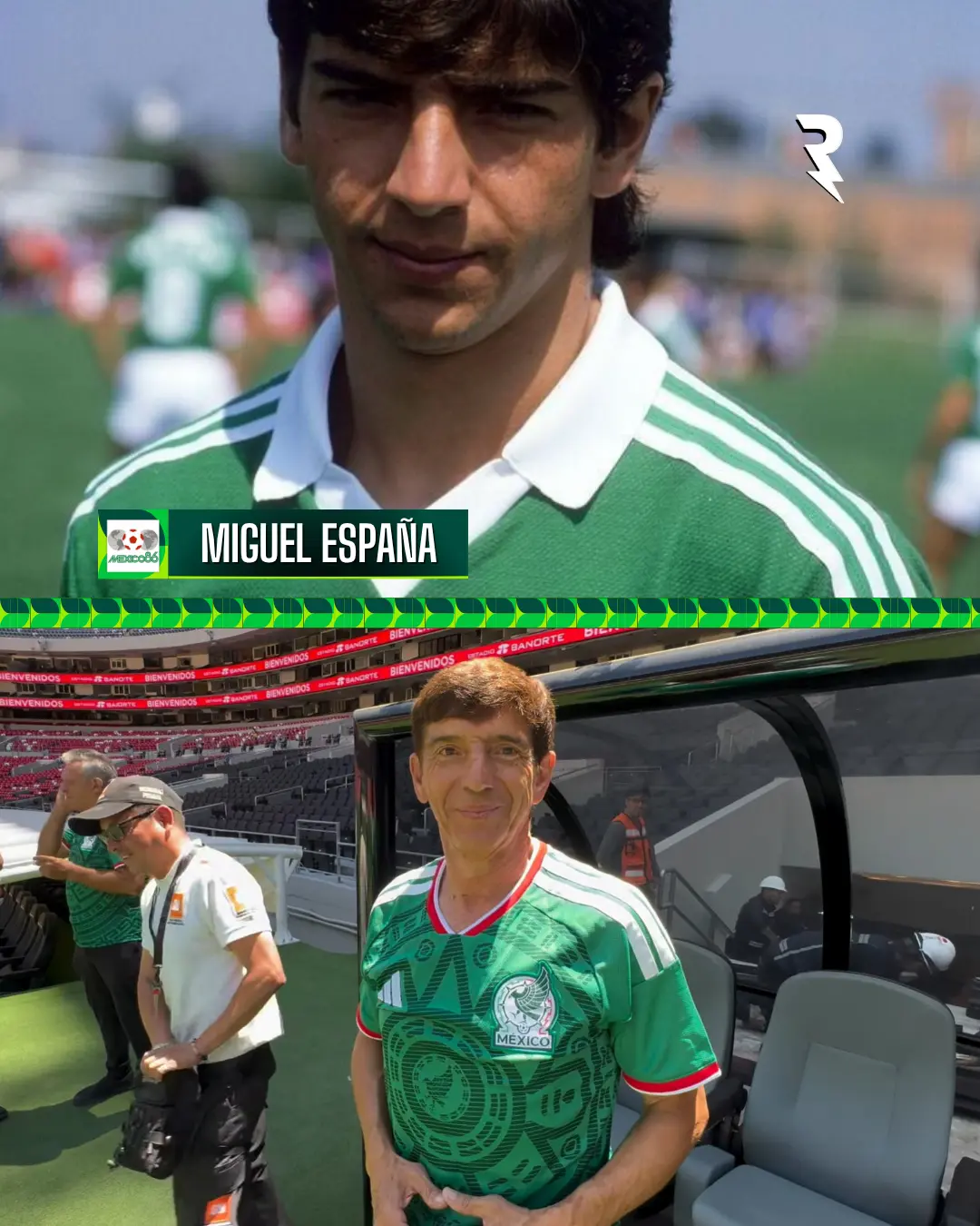Miguel Espa&ntilde;a  <br>"Volante de equilibrio en M&eacute;xico 86. Despu&eacute;s entrenador y comentarista, siempre ligado al futbol."