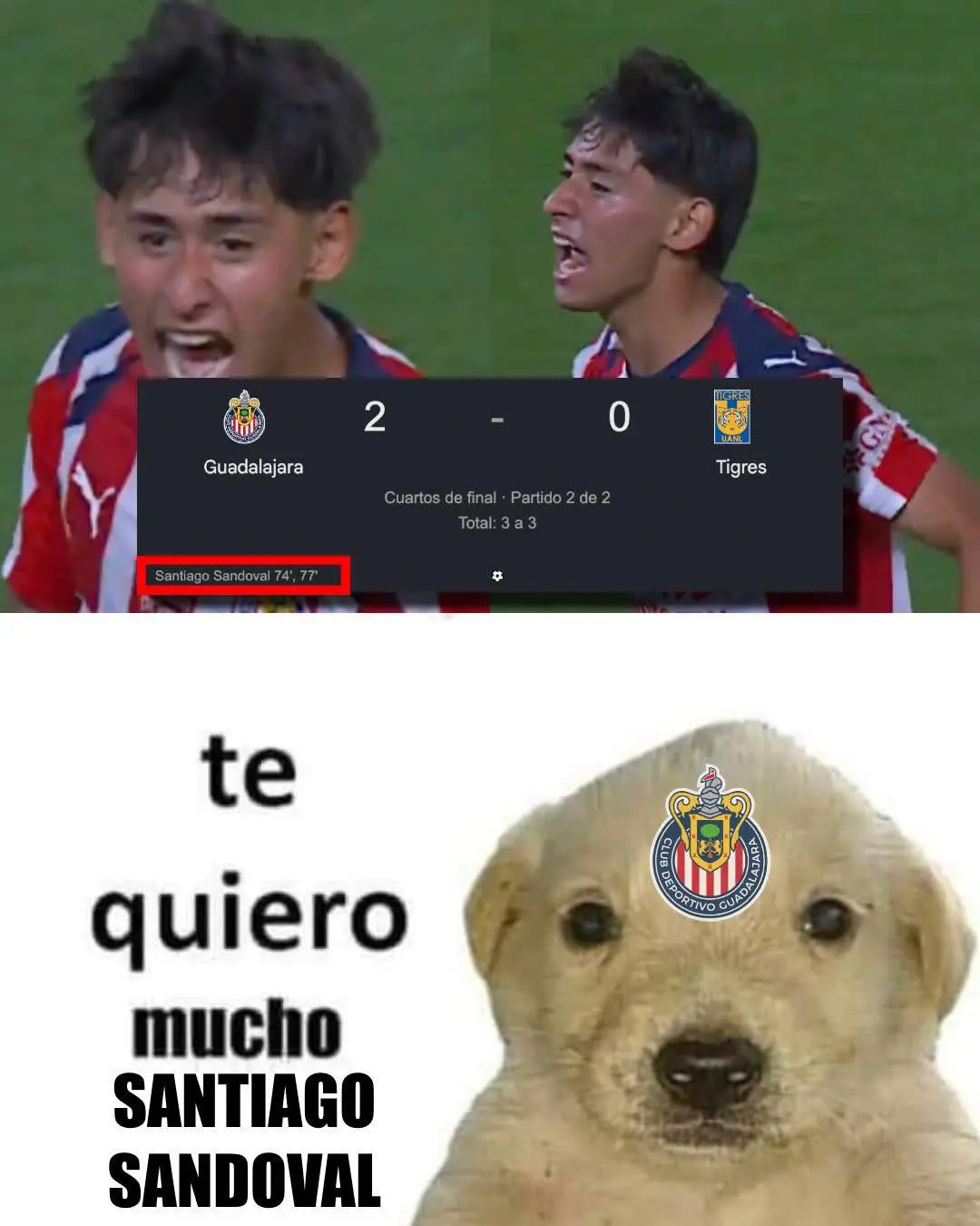El m&aacute;s admirado y querido por Chivas es Santi Sandoval