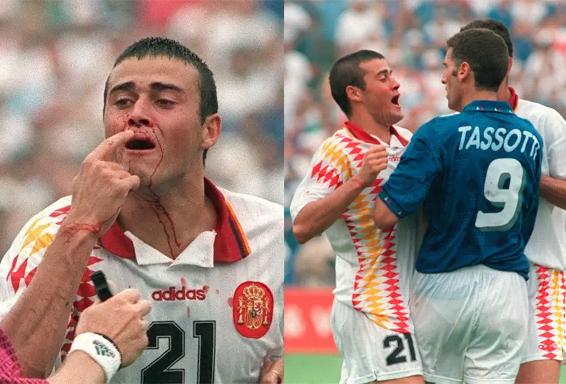 La noche en que Luis Enrique termin&oacute; llorando y ensangrentado en un Mundial