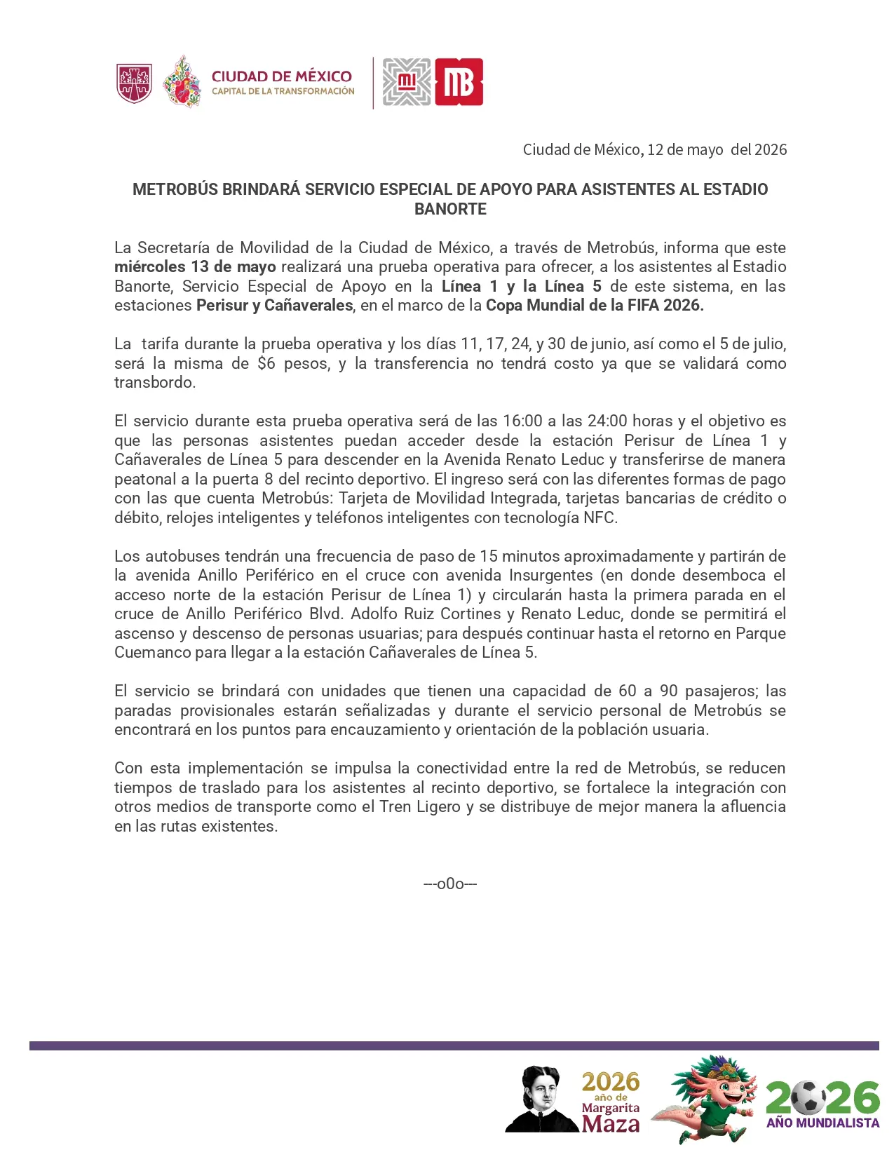 Comunicado oficial del gobierno de la Cdmx