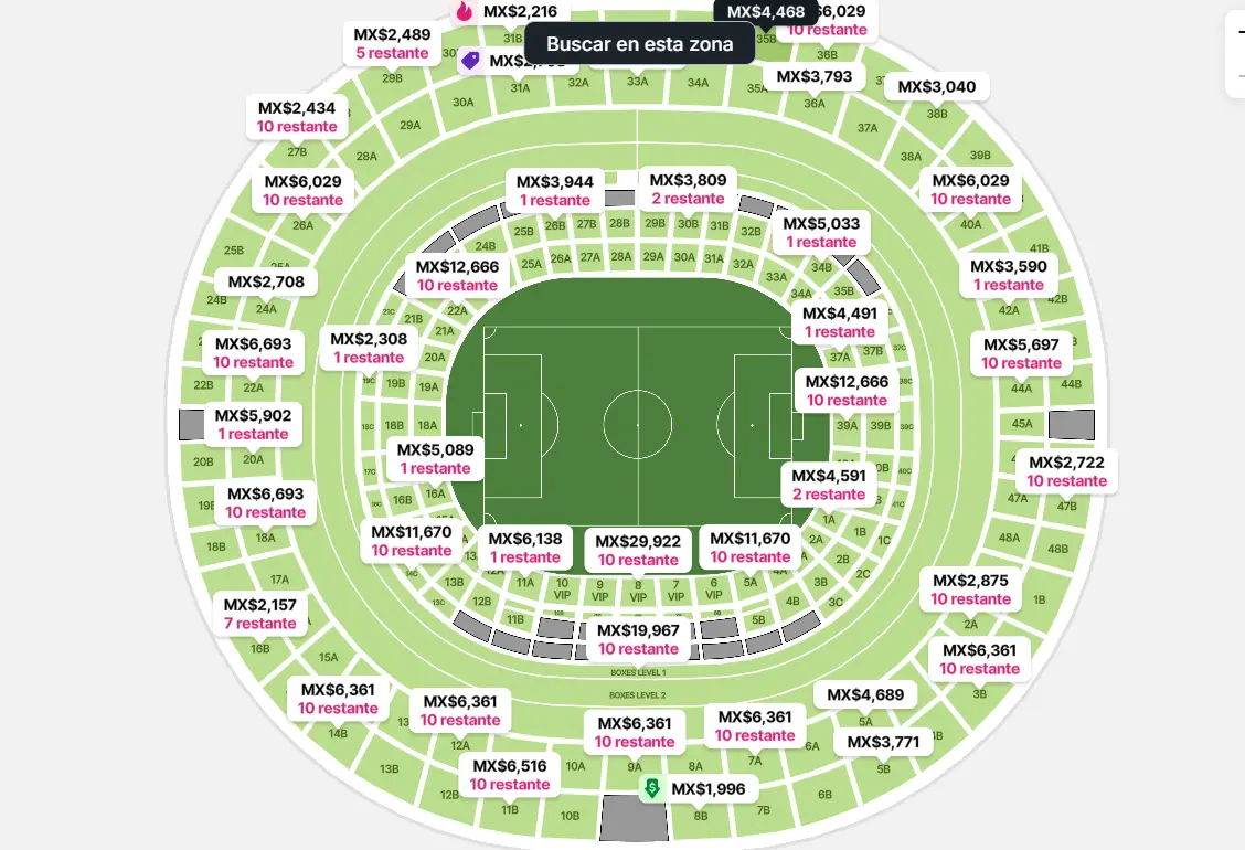 Precios de Viagogo M&eacute;xico a 15 de mayo 2026, 17:00 hrs.
