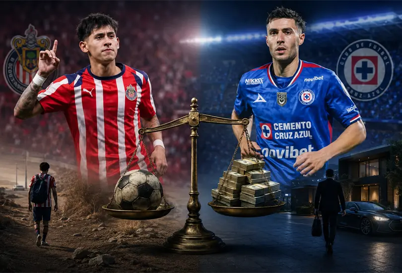 Santi Sandoval gana centavos en Chivas mientras Paradela cobra millones en Cruz Azul.