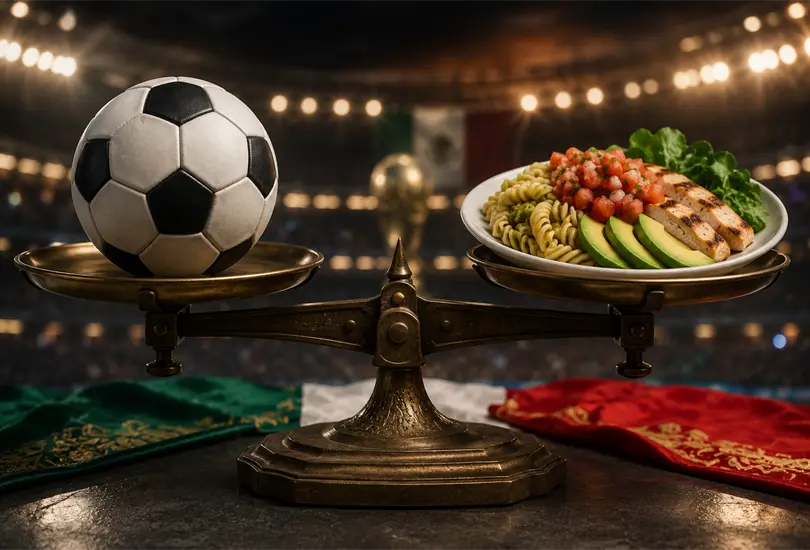 Bal&oacute;n y plato saludable, equilibrio entre disciplina y tradici&oacute;n mundialista.