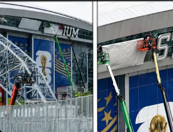 Cubren el nombre del AT&T Stadium con lonas Cubren el nombre del AT&T Stadium con lonas