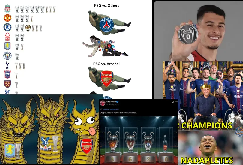 Los memes celebran y se burlan del PSG tras ganar la Champions League. Los memes celebran y se burlan del PSG tras ganar la Champions League.