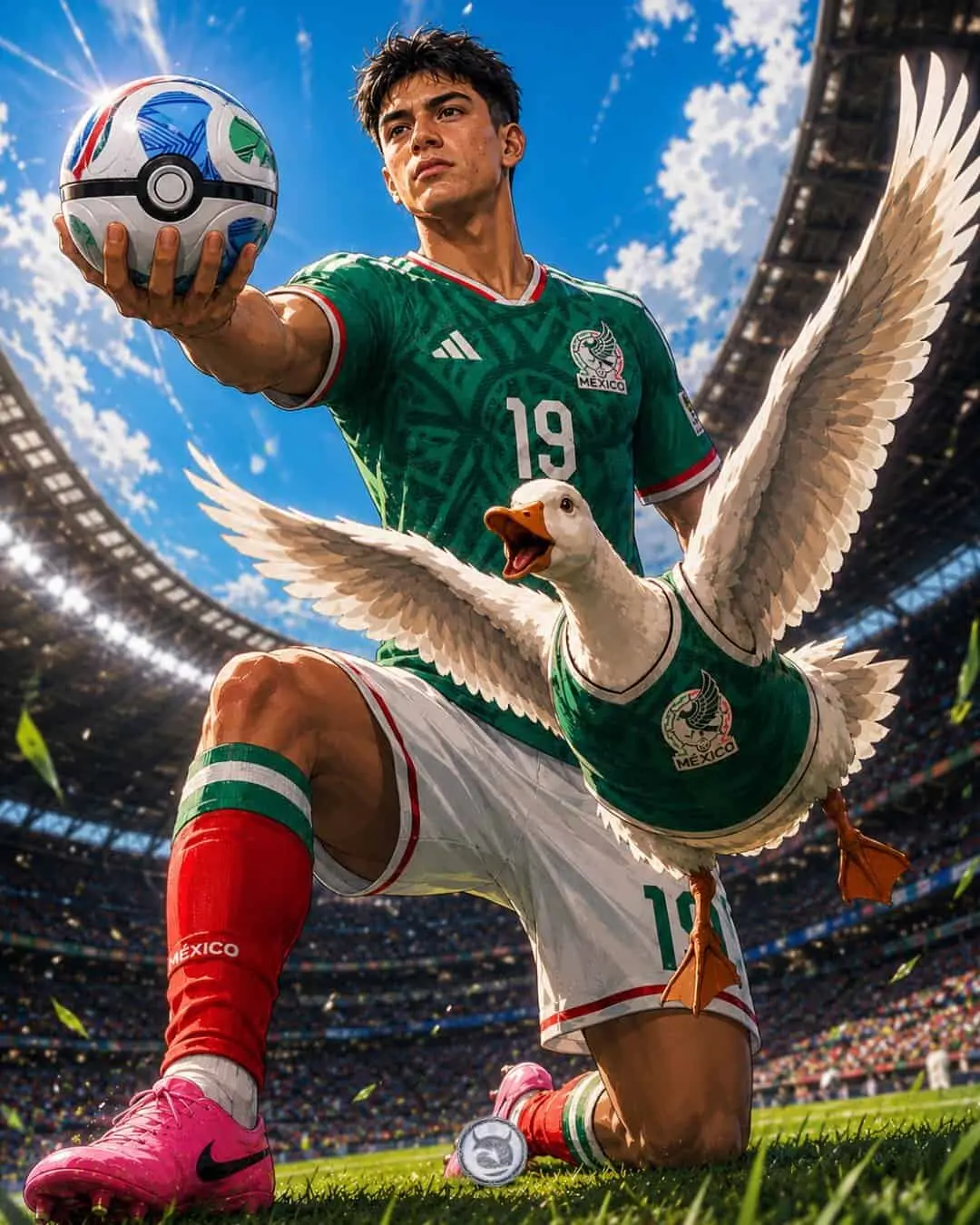 Imagen estilo anim&eacute; del Pato Merl&iacute;n y Gilberto Mora