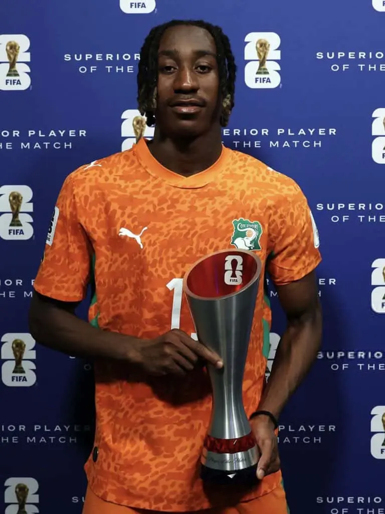 Yan Diomande, MVP de la victoria 1-0 de Costa de Marfil sobre Ecuador