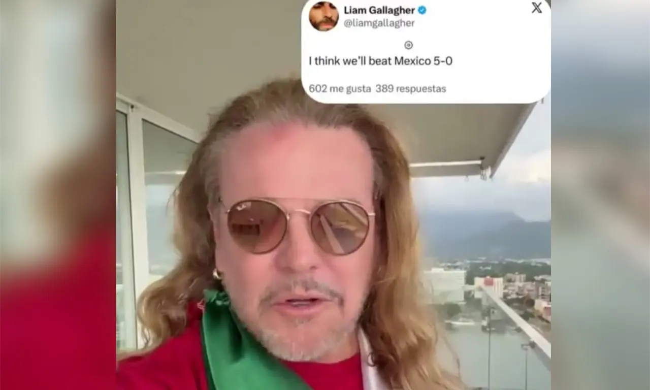  Fher de Maná, envuelto en la bandera mexicana, contestó a Liam Gallagher de Oasis tras su predicción de un 5–0 contra México en Octavos del Mundial 2026. 