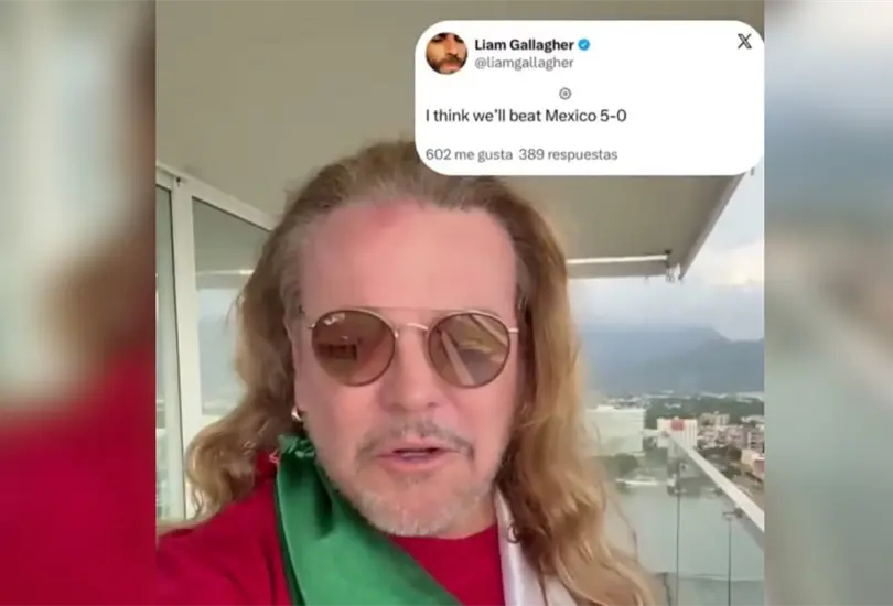 Fher de Man&aacute;, envuelto en la bandera mexicana, contest&oacute; a Liam Gallagher de Oasis tras su predicci&oacute;n de un 5–0 contra M&eacute;xico en Octavos del Mundial 2026.
