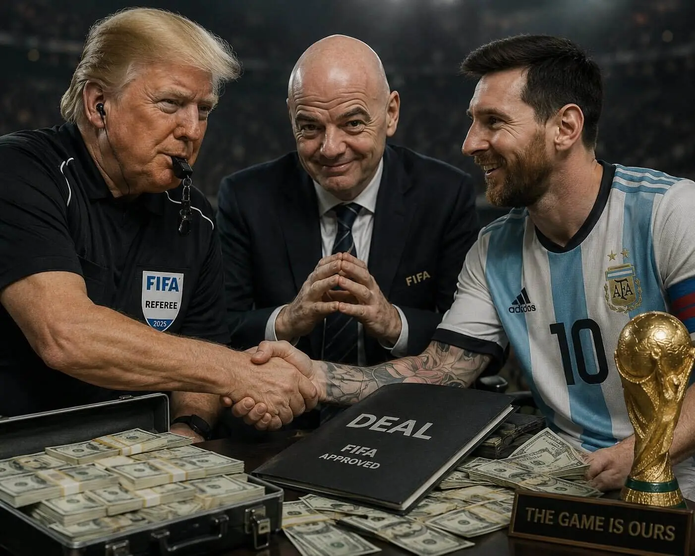 Donald Trump, Infantino y Messi Donald Trump, Infantino y Messi