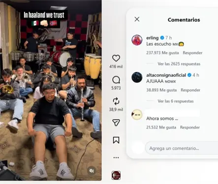 Haaland se rinde a M&eacute;xico: su canci&oacute;n en banda lo conquista