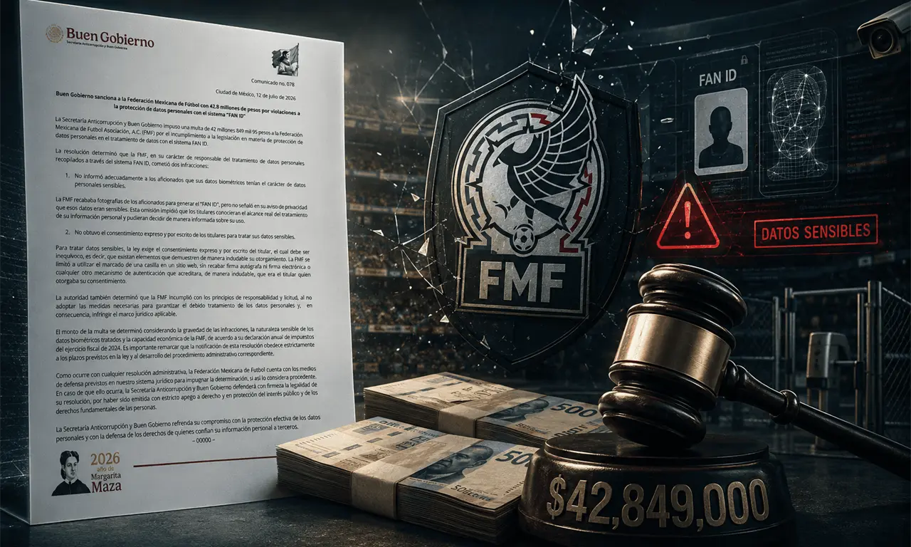  La FMF fue sancionada con más de 42 millones de pesos por incumplir la ley de datos personales en el sistema FAN ID. 