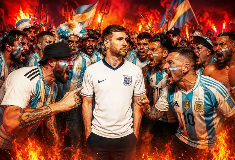 Desigualdad en las gradas: 50,000 argentinos vs 25,000 ingleses en estadio lleno.
