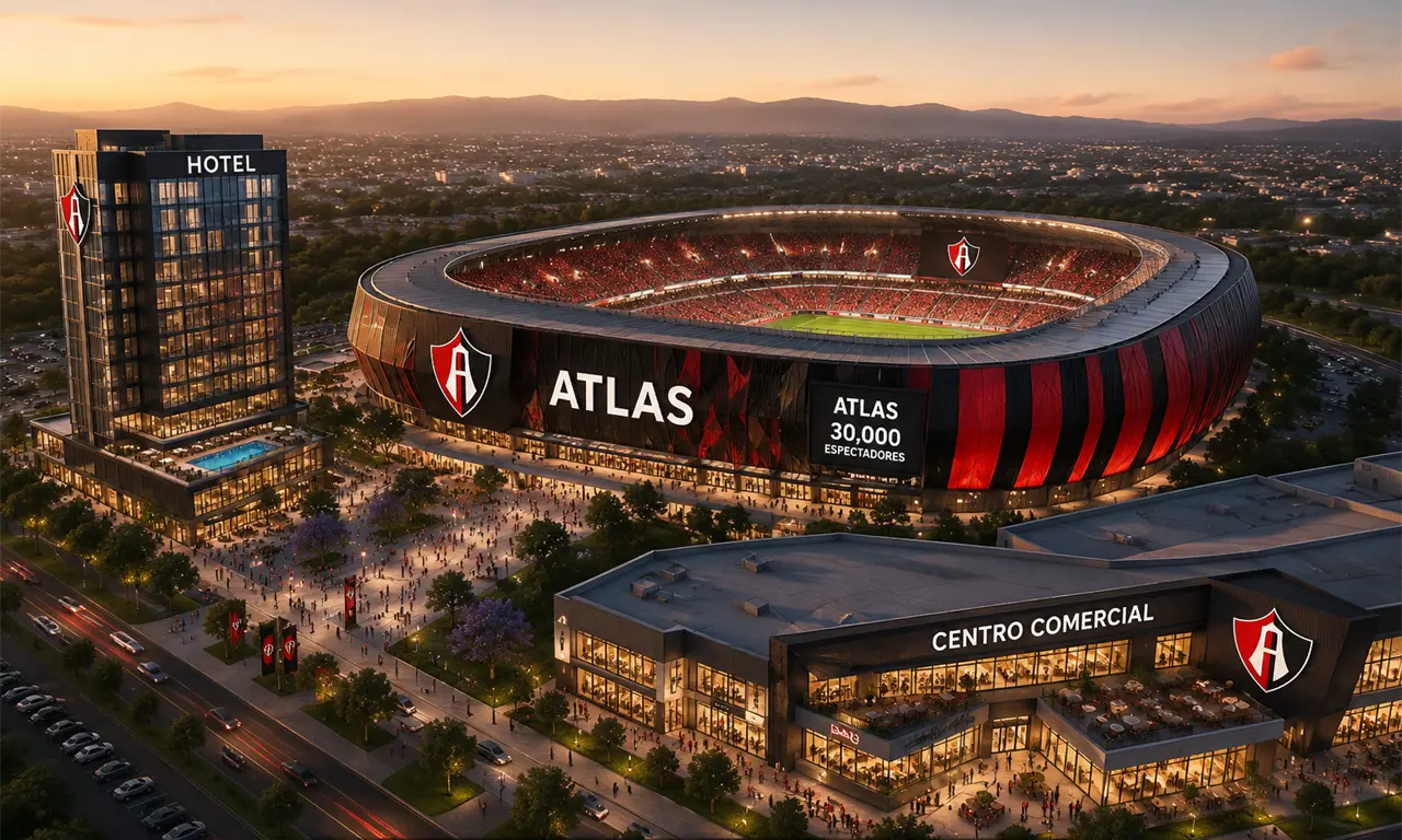  Atlas prepara estadio de 30 mil personas con hotel y centro comercial 
