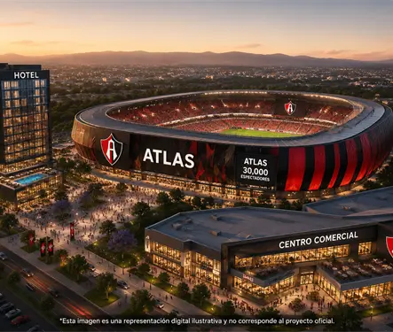 Atlas prepara estadio de 30 mil personas con hotel y centro comercial