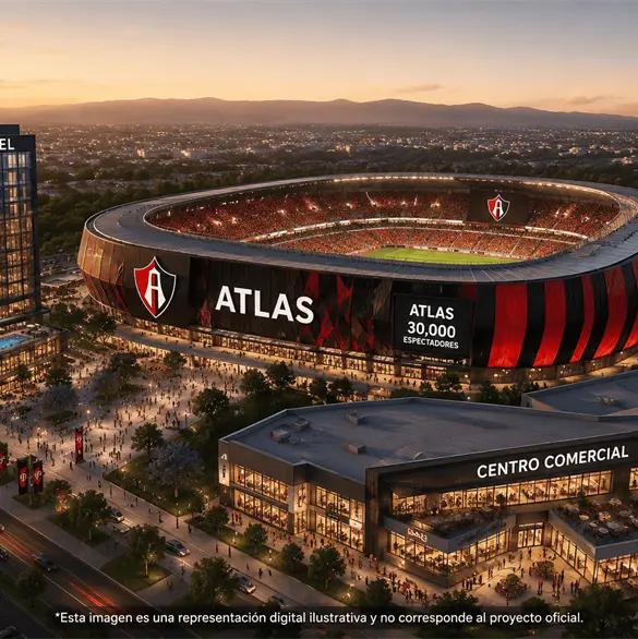 Atlas prepara estadio de 30 mil personas con hotel y centro comercial Atlas prepara estadio de 30 mil personas con hotel y centro comercial