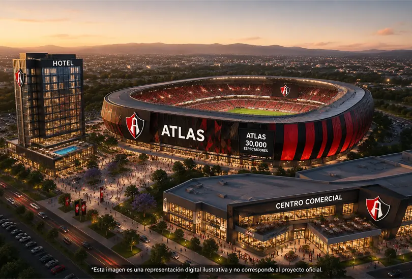 Atlas prepara estadio de 30 mil personas con hotel y centro comercial