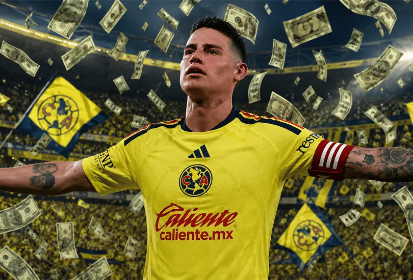 Más allá de lo deportivo, un futbolista del perfil de James Rodríguez podría convertirse en un negocio millonario para el América gracias al impacto que tendría en camisetas, patrocinios, redes sociales y taquilla. Más allá de lo deportivo, un futbolista del perfil de James Rodríguez podría convertirse en un negocio millonario para el América gracias al impacto que tendría en camisetas, patrocinios, redes sociales y taquilla.