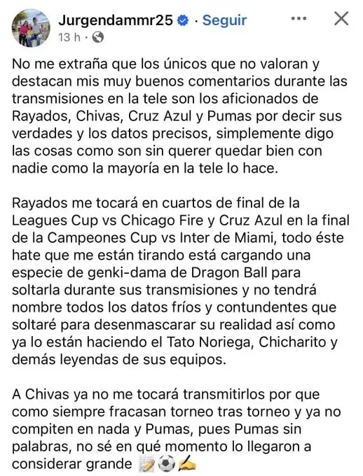 Damm arremetió contra Chivas y Pumas Damm arremetió contra Chivas y Pumas