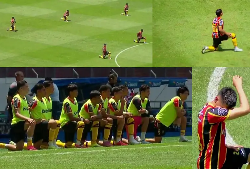 Leones Negros se arrodilló durante el partido ante Piratas FC como protesta por el fin del ascenso Leones Negros se arrodilló durante el partido ante Piratas FC como protesta por el fin del ascenso