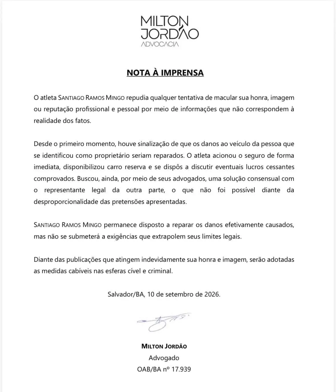 El equipo legal de Ramos Mingo aclarando la situación El equipo legal de Ramos Mingo aclarando la situación