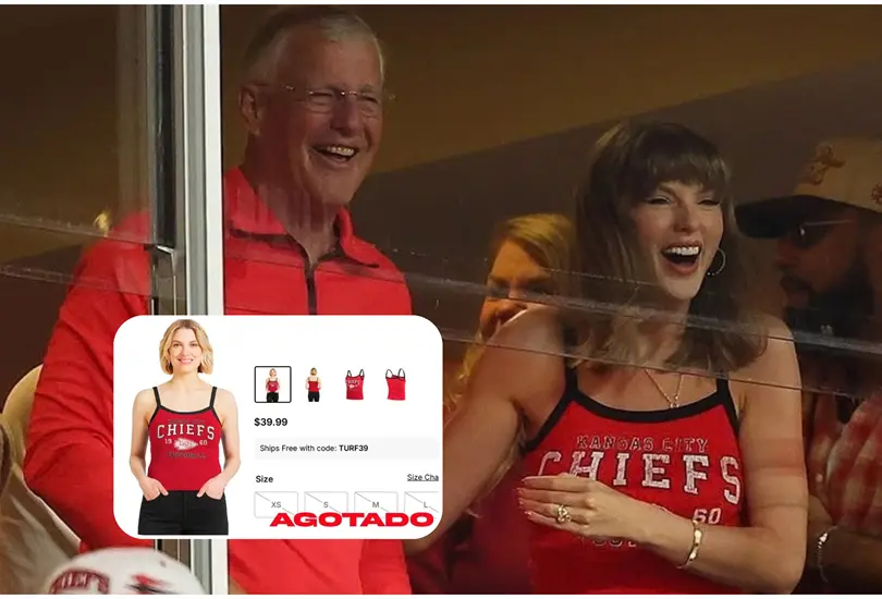 Efecto Taylor Swift: se agota la blusa que usó en el juego de los Chiefs Efecto Taylor Swift: se agota la blusa que usó en el juego de los Chiefs