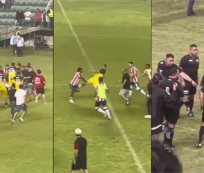 Escandalosa bronca en el Cl&aacute;sico de la Talacha &iexcl;Y C&eacute;sar Ramos era el &aacute;rbitro!